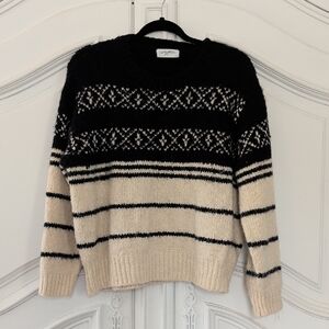 Carly Jean Los Angeles Black and Cream Crewneck Sweater
